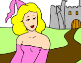 Desenho Princesa e castelo pintado por Clara