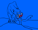Desenho Tigre com dentes afiados pintado por caio