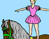 Desenho Trapezista em cima do cavalo pintado por matheus