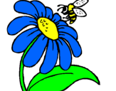 Desenho Margarida com abelha pintado por viva