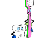 Desenho Dentes e escova de dentes pintado por lindos