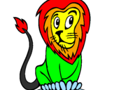 Desenho Leão pintado por edney