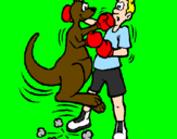 Desenho Canguro boxeador pintado por eduarda