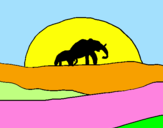 Desenho Elefante ao amanhecer pintado por ANTONIO