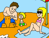Desenho Família férias pintado por Jhenifer