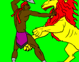 Desenho Gladiador contra leão pintado por joão victor hoher