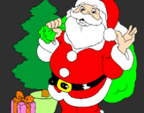 Desenho Santa Claus e uma árvore de natal pintado por emma y hugo