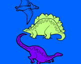 Desenho Três classes de dinossauros pintado por IHUA
