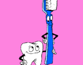 Desenho Dentes e escova de dentes pintado por mmmm