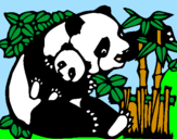Desenho Mamã panda pintado por diana