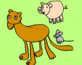 Desenho Leoa, porco e rato pintado por pedro antonio