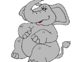 Desenho Elefante com a trompa levantada pintado por essa