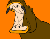 Desenho Hipopótamo com a boca aberta pintado por clara