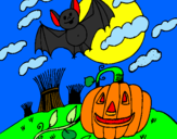 Desenho Paisagem Halloween pintado por vinicius