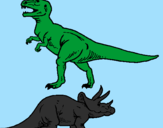 Desenho Tricerátopo e tiranossauro rex pintado por gabriel 