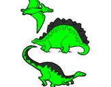 Desenho Três classes de dinossauros pintado por lucas
