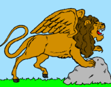 Desenho Leão alado pintado por Sérgio