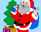 Desenho Santa Claus e uma árvore de natal pintado por carolina