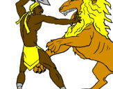 Desenho Gladiador contra leão pintado por mauricio