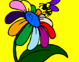 Desenho Margarida com abelha pintado por luana