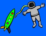 Desenho Foguete e astronauta pintado por vinicius