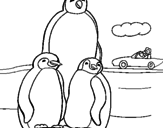 Desenho Familia pinguins pintado por nina