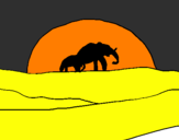 Desenho Elefante ao amanhecer pintado por Diogo