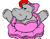 Desenho Hipopótamo com laço pintado por Bea