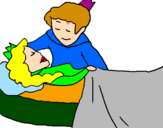 Desenho A princesa a dormir e o príncipe pintado por Ana