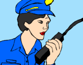 Desenho Polícia com um walkie pintado por layene
