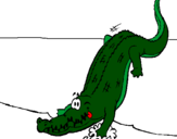 Desenho Crocodilo a entrar na água pintado por silvia