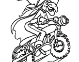 Desenho Bruxa numa moto pintado por Joyce bruxa