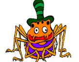 Desenho Aranha com chapéu pintado por Pepe