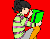 Desenho Menina a ler pintado por mmma