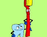 Desenho Dentes e escova de dentes pintado por bertha.