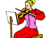 Desenho Dama violinista pintado por gabrielle vazquez bassani