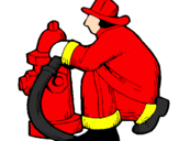 Desenho Bombeiro na boca de incêndio pintado por EDUARDO