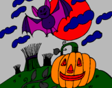 Desenho Paisagem Halloween pintado por adriele