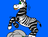 Desenho Zebra a saltar pedras pintado por alexander