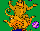 Desenho Macacos a fazer malabarismos pintado por lulu