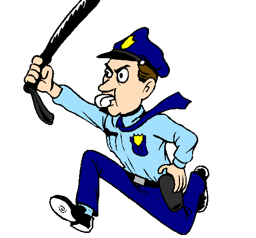 Desenho de Polícia a correr para Colorir - Colorir.com