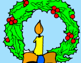 Desenho Coroa de natal e uma vela pintado por eduardo