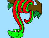 Desenho Serpente pendurada numa árvore pintado por cooda
