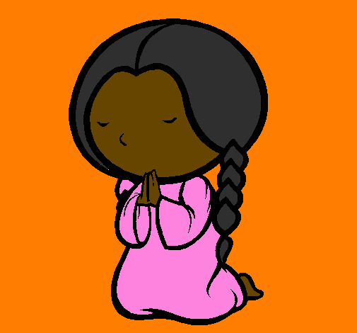 Desenho de Menina a rezar para Colorir - Colorir.com