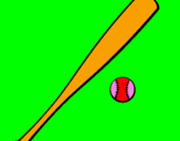 Desenho Bastão de basebol e bola pintado por beto