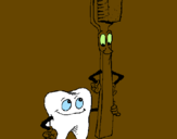 Desenho Dentes e escova de dentes pintado por cleusa