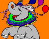 Desenho Elefante com 3 balões pintado por Luana Vitor Valadão