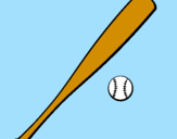 Desenho Bastão de basebol e bola pintado por laura