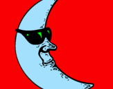 Desenho Lua com óculos de sol pintado por felipe  