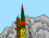 Desenho Lançamento foguete pintado por betania